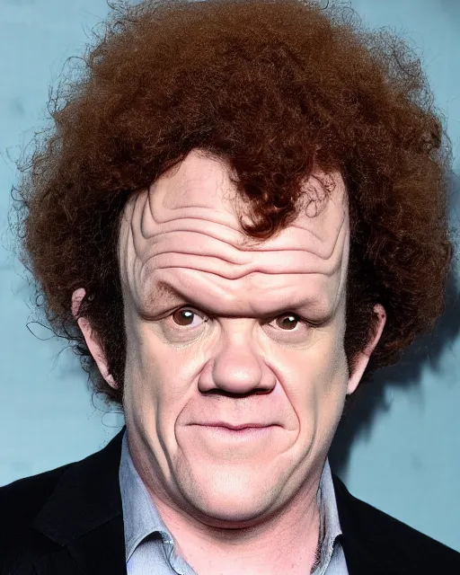 Prompt: john c reilly's head with a cauliflower wig