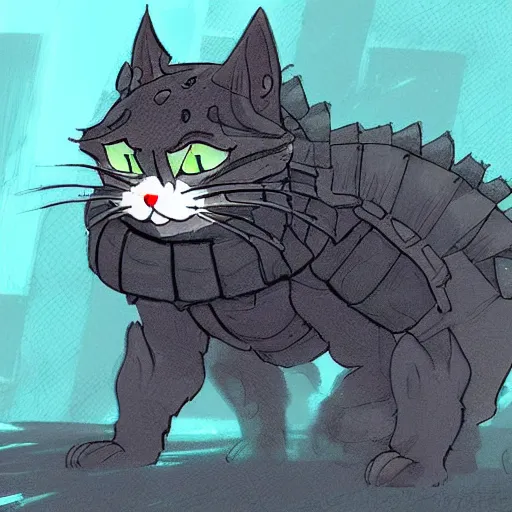 Image similar to cat redesigned by shadow of the colossus boss style