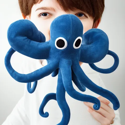 Image similar to a plushie that looks like a cute octopus, studio lighting