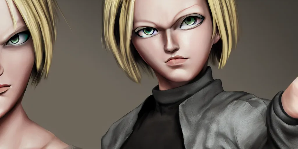 Image similar to android 18, hyper realism, 8k,