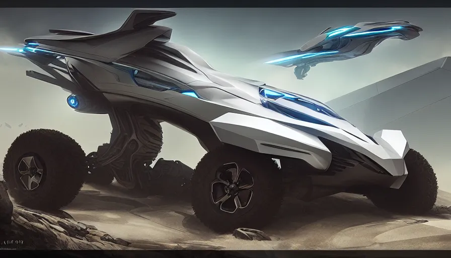 Image similar to a futuristic offroad suv designed by apple, artgerm and greg rutkowski and alphonse mucha, zaha hadid, an epic fantasy, volumetric light, detailed, trending on art station, octane render, midsommar