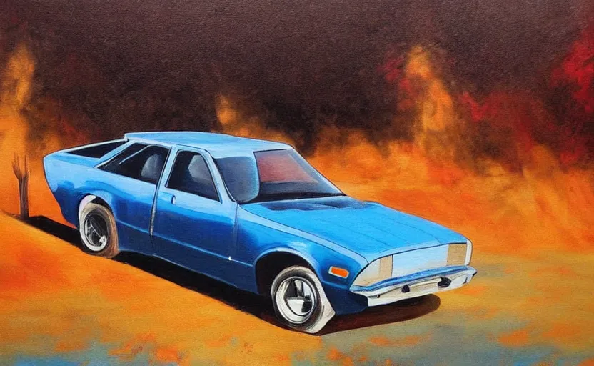 Image similar to a painting of a ford pinto