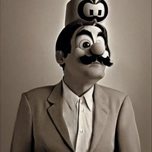 Prompt: super mario with salvador dali moustache