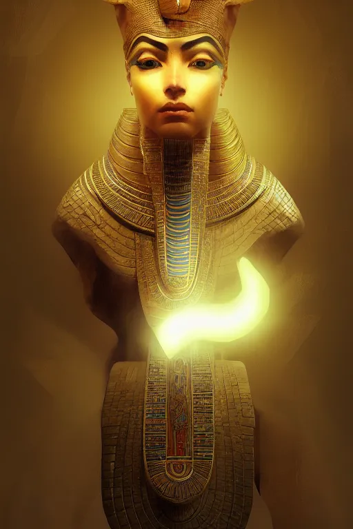 Prompt: egyptian god, portrait, powerfull, intricate, elegant, volumetric lighting, digital painting, highly detailed, artstation, sharp focus, illustration, ruan jia