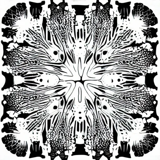 Image similar to radiograph, cymatics, symmetrical flower pattern