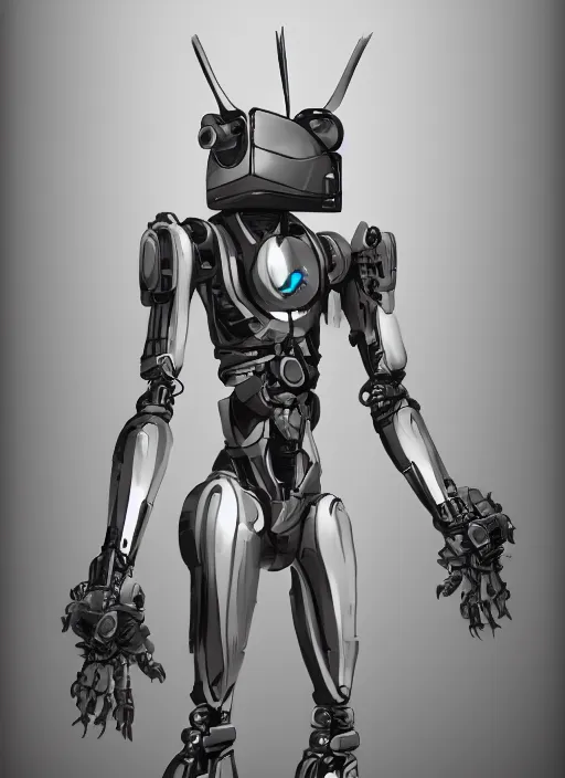 Image similar to anthropomorphic killer robot, concept art, trending on artstation, 8 k