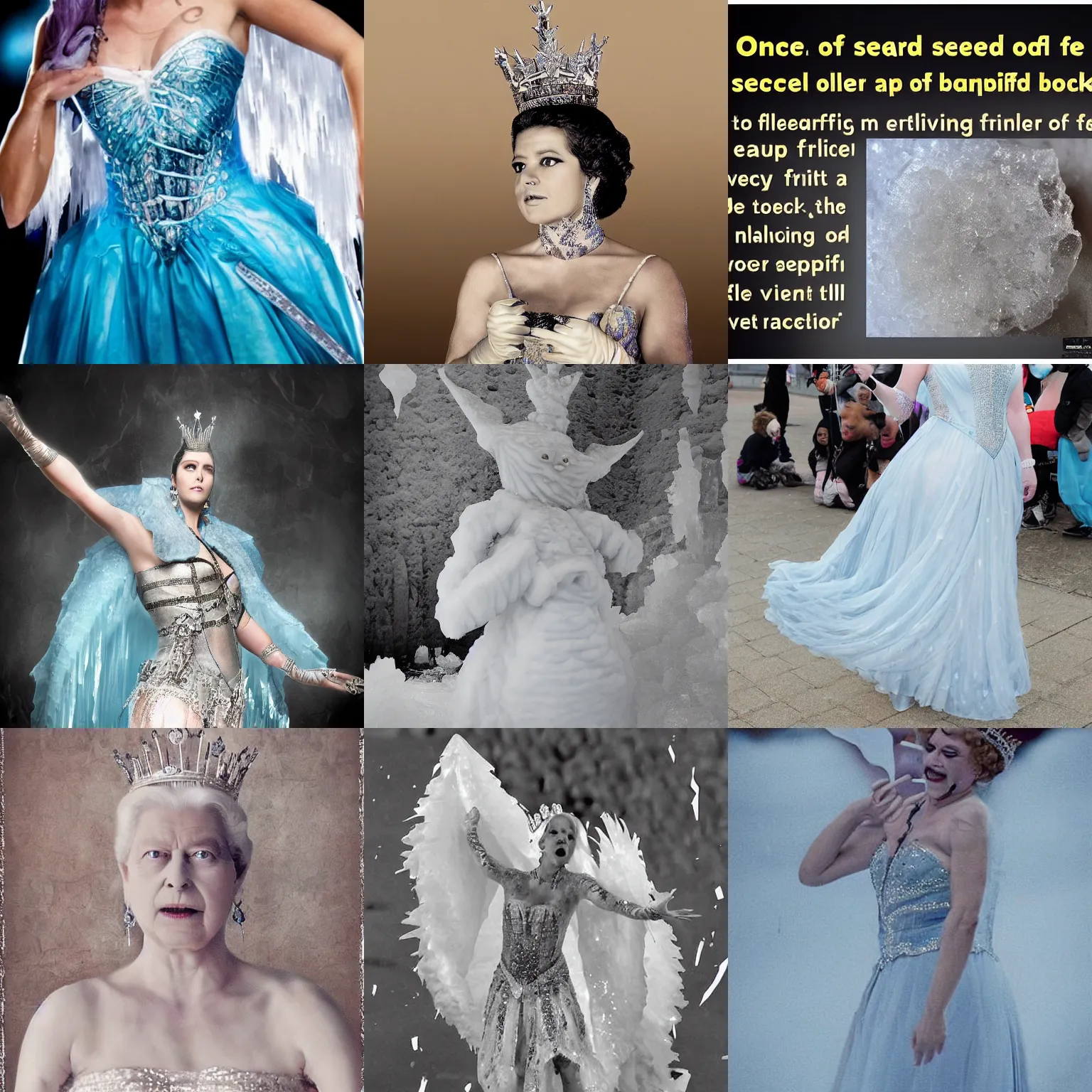 Prompt: Once feared and worshipped as the Queen of Ice. Often has a beautiful and delicate voice. Some of have even gathered a fan base. It rocks its body rhythmically. It appears to alter the rhythm depending on how it is feeling. Its motions are so bouncingly alluring, people seeing it are compelled to shake their hips without giving any thought to what they are doing. It speaks a language similar to that of humans. However, it seems to use dancing to communicate. Its cries sound like human speech. However, it is impossible to tell what it is trying to say. Research is under way to determine what is being said.