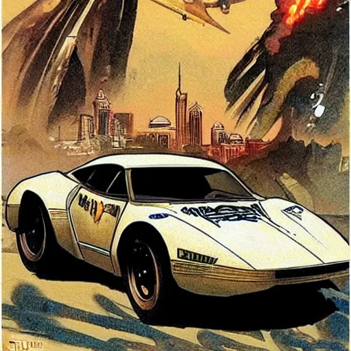 Prompt: gta : dubai, by frank frazetta