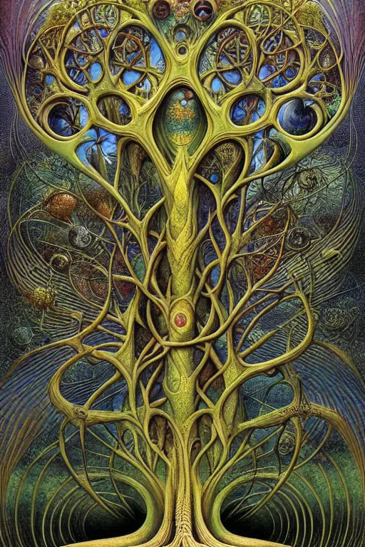 Image similar to tree of life by roger dean and andrew ferez, art forms of nature by ernst haeckel, divine chaos engine, symbolist, visionary, art nouveau, botanical fractal structures, organic, detailed, realistic, surreality