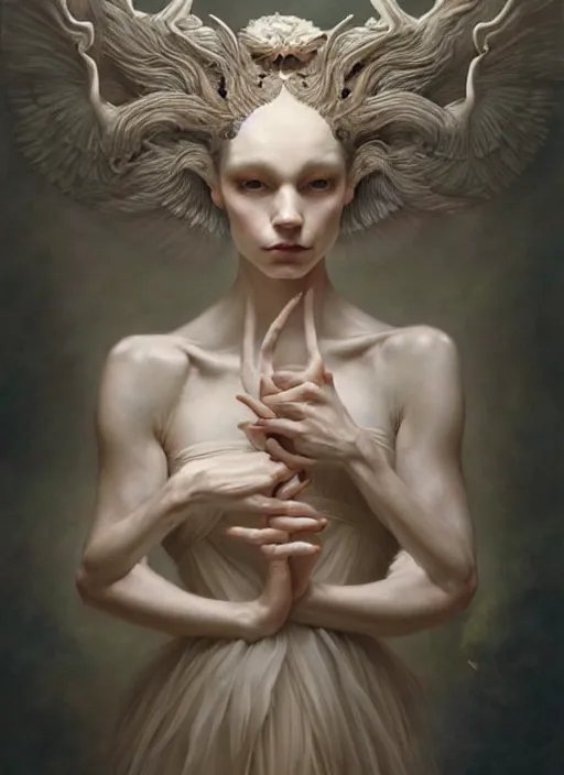 Image similar to ultra realistic, beautiful prima ballerina, in the style of peter mohrbacher by weta digital and beth cavener, high face symmetry, intricate, masterpiece, award winning, high face symmetry, intricate