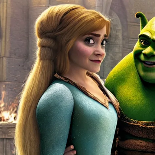 Image similar to A still of Emma Watson in Shrek movie