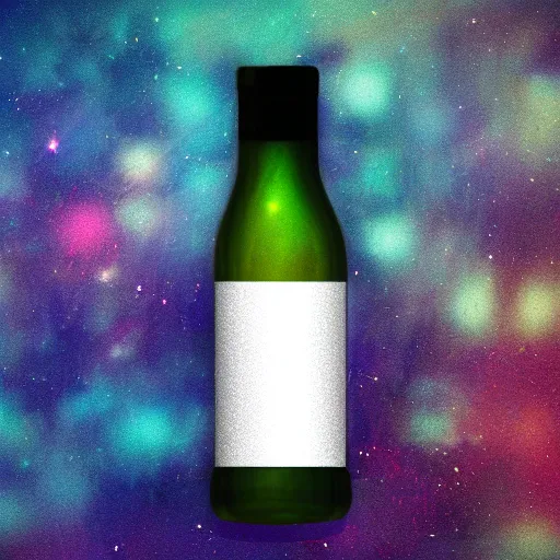 Image similar to bottle with liquid universe, minimalist background