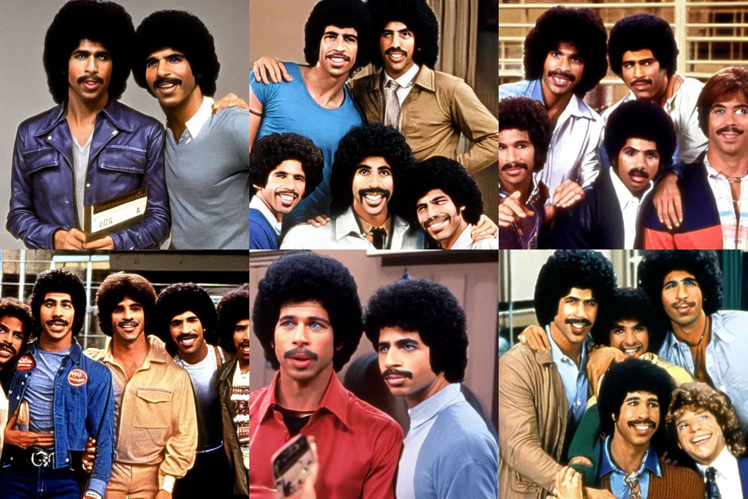 Prompt: Welcome Back Kotter episode featuring Brad Pitt, entire cast is smiling