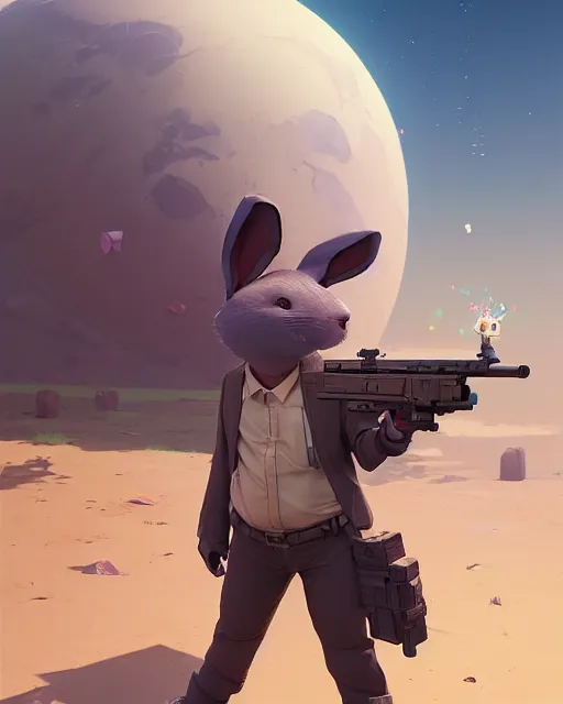 Image similar to highly detailed vfx portrait of a cute, happy big chungus, shooting two mac - 1 0 s, stephen bliss, unreal engine, greg rutkowski, loish, rhads, beeple, makoto shinkai and lois van baarle, ilya kuvshinov, rossdraws, tom bagshaw, global illumination, detailed and intricate environment