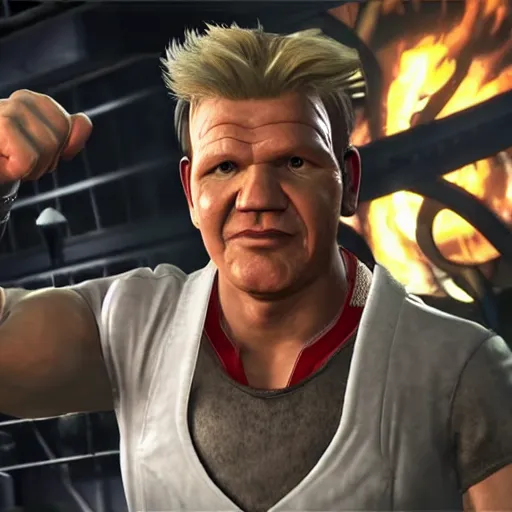 Image similar to gordon ramsay in tekken 7, gameplay, fighting game,