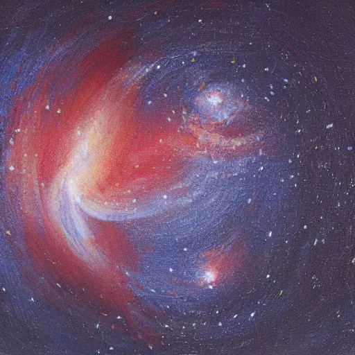 Prompt: 2 stars orbiting each other, dramatic, brushstrokes