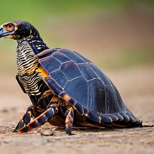 Prompt: a lobster - tortoise - hawk - eagle, wildlife photography