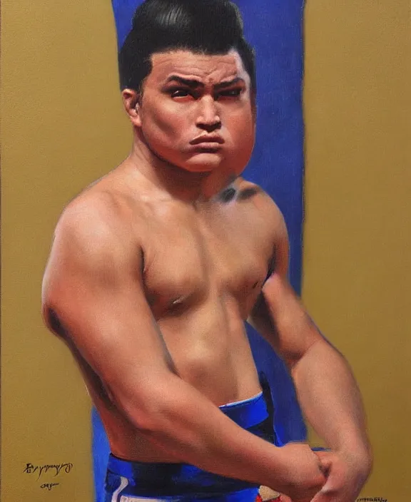 Image similar to portrait of a handsome young tejano wrestler, art by denys tsiperko and bogdan rezunenko, hyperrealism