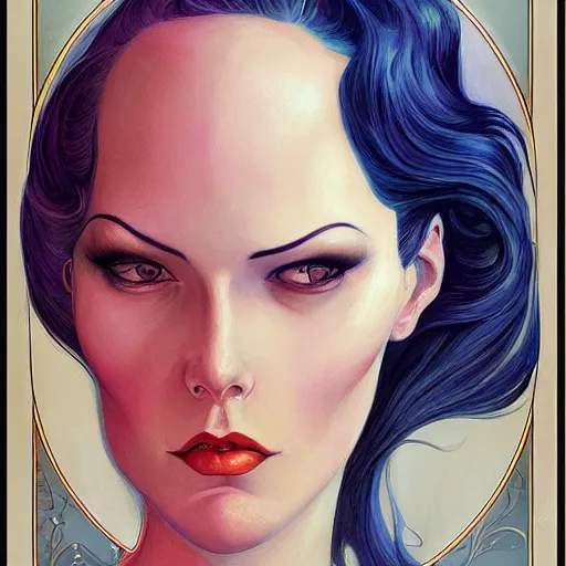 Image similar to a streamline moderne portrait in the style of anna dittmann and donato giancola and charles dulac.