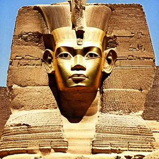 Prompt: a pharaoh that looks like donald trump, majestic, powerful, pyramids, anunaki, hieroglyphs, lush, rainforest, river, green, river god, wilbur smith, gold, trump tower