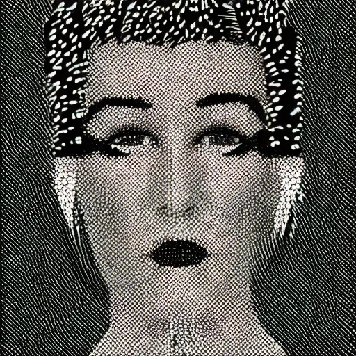 Prompt: magazine photo of a dramatic psychedelic portrait, halftone texture