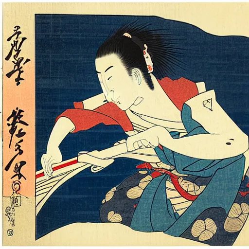 Image similar to famous ukiyo - e art by hokusai, museum piece, beautiful japanese woodblock art