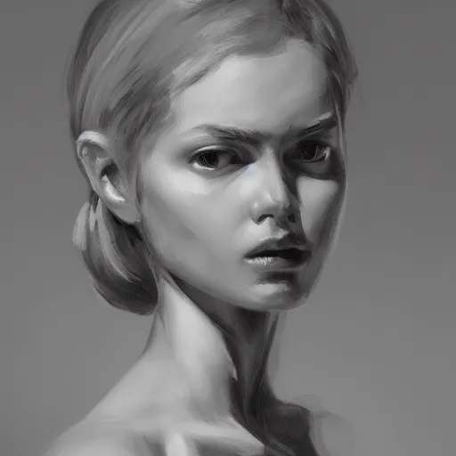 Image similar to soft android concept art oil painting, black and white, by jama jurabaev, highly detailed, brush hard, artstation