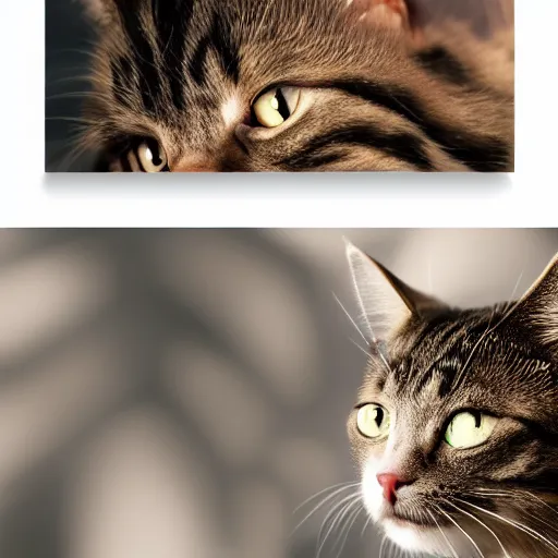 Image similar to cat theme logo, cat theme banner, cat design, a smiling cat, art photography style, trending on artstation, warm light, lovely and cute, fantasy art, 8 k resolution