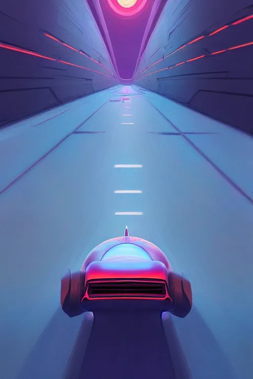 Prompt: rocket car driving on the lost highway to infinity. Spacetime. Straight highway. Super highway. High speed. Digital painting. Beeple. Noah Bradley. Cyril Roland