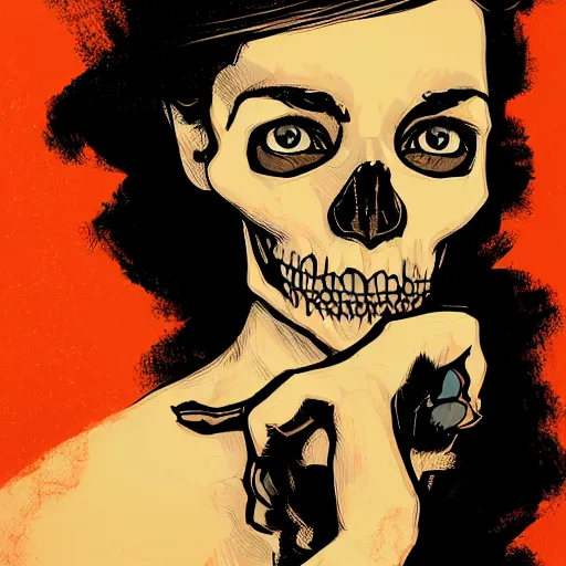 Image similar to portrait skull girl by petros afshar, tom whalen, laurie greasley, jc leyendecker and singer sargent