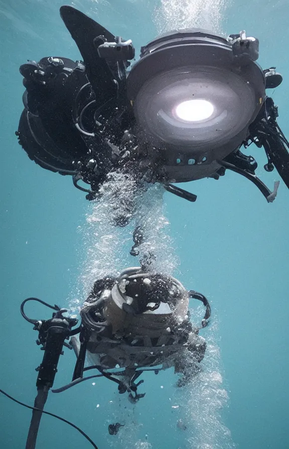 Image similar to New amazing and exciting alien animal discovery under water seen trough aquatic robot camera