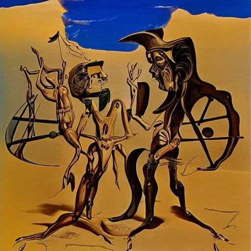 Prompt: lost chapter of dom quixote by salvador dali bunuel