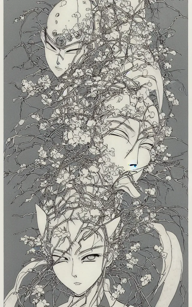 Image similar to prompt: Fragile looking face drawn by Takato Yamamoto, ceramic looking face, cyber parts, inspired by Naruto and Bandai Namco, clean ink detailed line drawing, intricate detail drawing, manga 1990