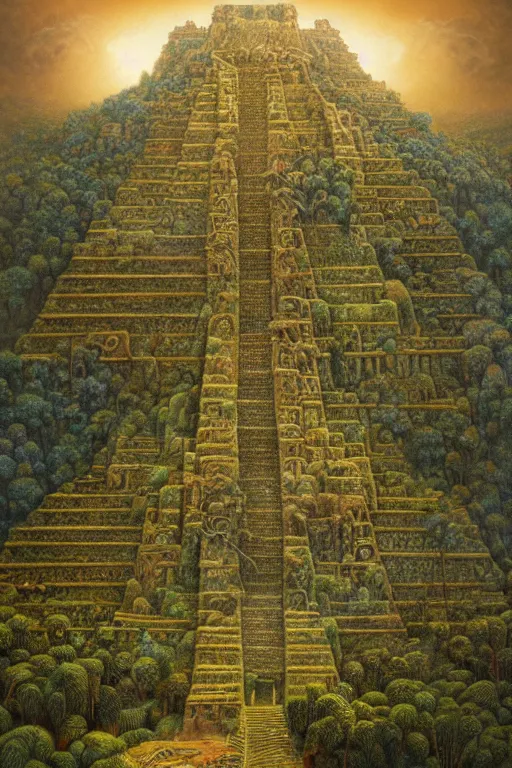 Prompt: intricate stunning highly detailed illustration of the inca lost city of gold, 🌱, by agostino arrivabene and vladimir kush, surreal, digital painting, ultra realistic, dramatic lighting, twisted vines, lush plants, pristine water, artstation