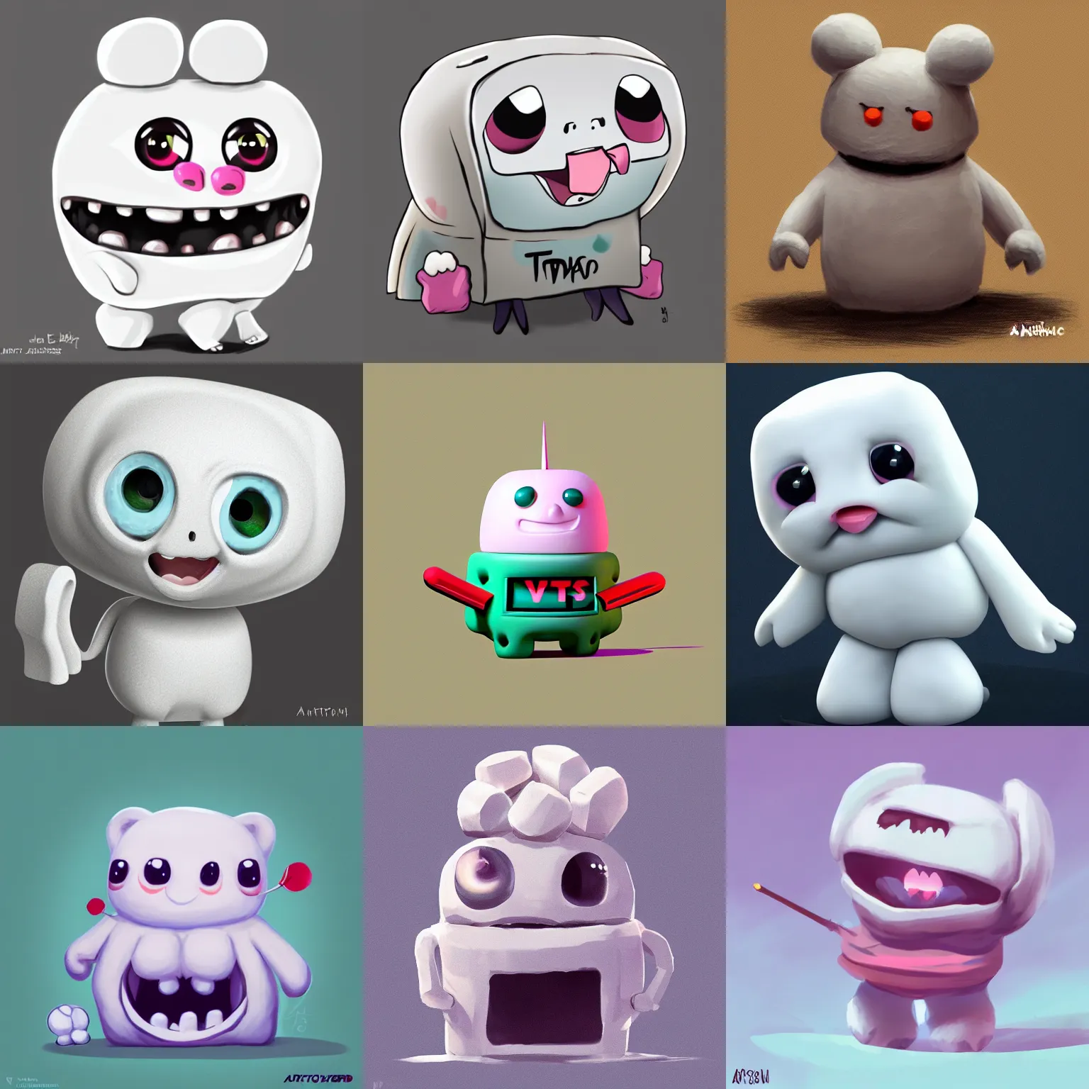 Prompt: Cute marshmallow creature evades taxes, trending art on artstation