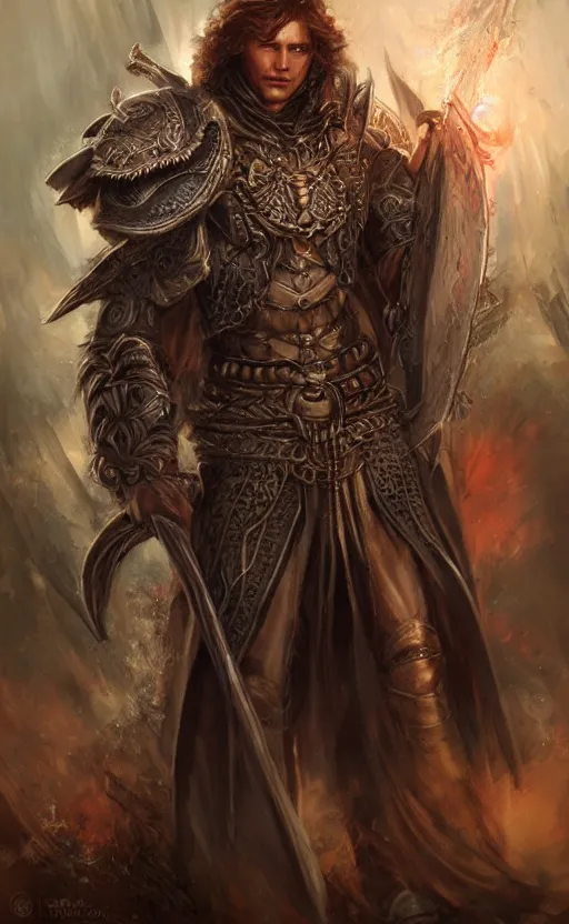 Image similar to a ruthless male druid, full body, 8 k, hyperrealistic, dragon slayer, hyperdetailed, fantasy portrait by laura sava