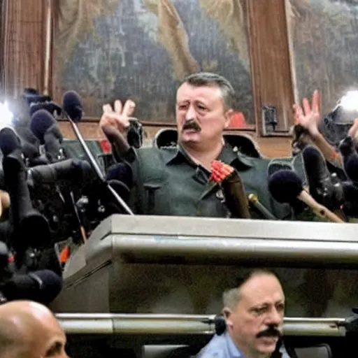 Prompt: Igor Ivanovich Strelkov(Girkin) aggressively calls for total mobilization