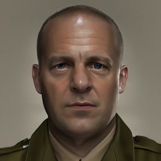 Image similar to hyper - realistic portrait of sergent hartman, full metal jacket, 3 d, 8 k, digital art