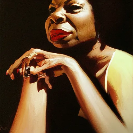 Image similar to portrait nina simone by leng jun and john singer sargent, hyper real