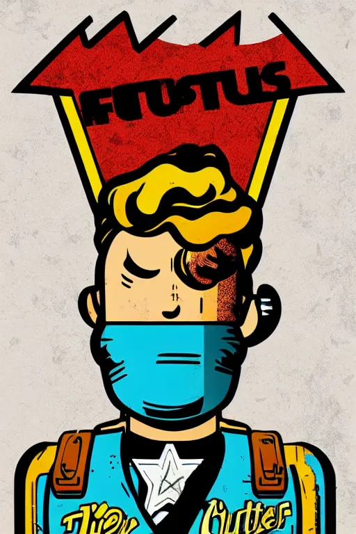 Image similar to fallout 7 6 retro futurist illustration art by butcher billy, sticker, colorful, illustration, highly detailed, simple, smooth and clean vector curves, no jagged lines, vector art, smooth andy warhol style