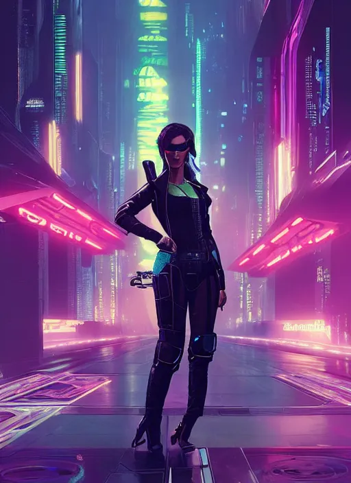 Prompt: Selina. Hacker infiltrating corporate mainframe. Cyberpunk 2077, blade runner 2049, shadowrun, matrix Concept art by James Gurney, greg rutkowski, and Alphonso Mucha. Vivid color scheme.