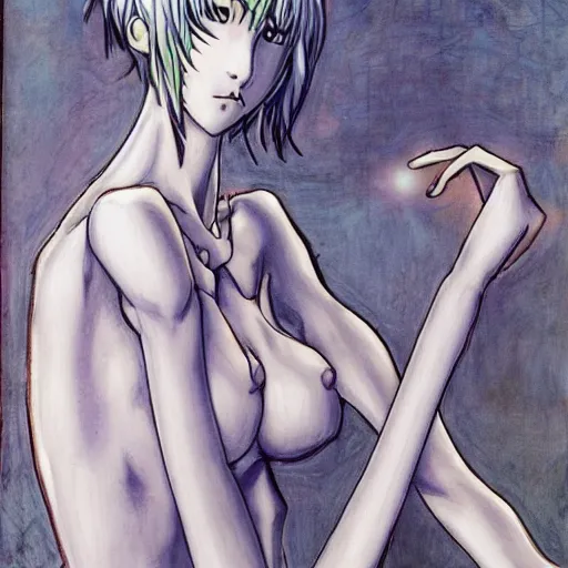 Image similar to rei ayanami by leonardo davinci