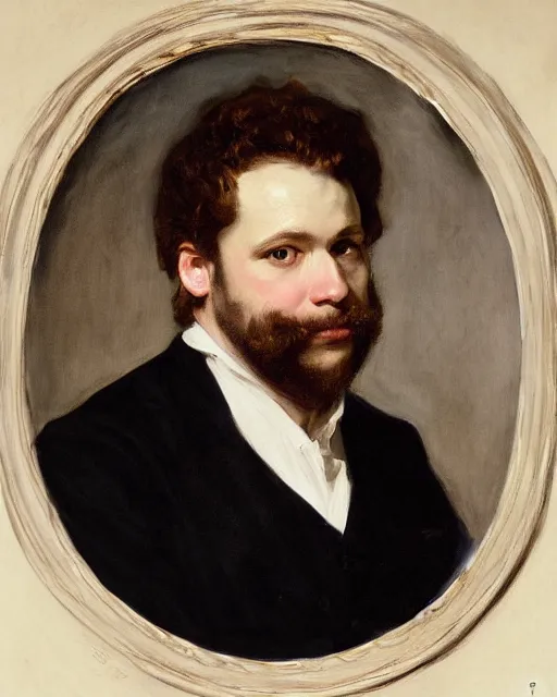 Image similar to A portrait of Seth Rogan, painted by John Singer Sargent, by Anthony Van Dyck, by J.C. Leyendecker