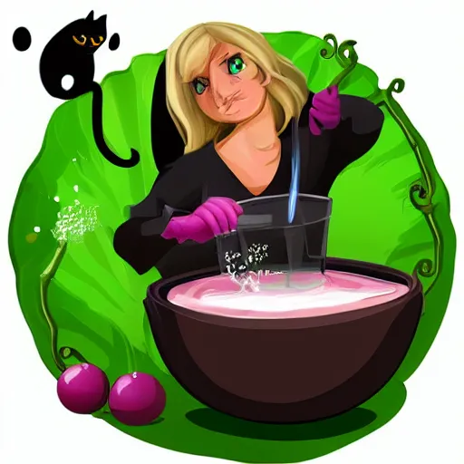Image similar to black cat making potion, detailed, clean, realistic