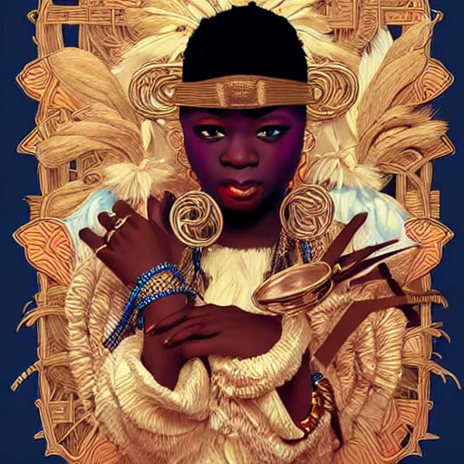 Image similar to eyo festival in heaven, nigerian, masquerade, eyo festival, yoruba illustration, medium shot, intricate, elegant, highly detailed, digital art, ffffound, art by jc leyendecker and sachin teng