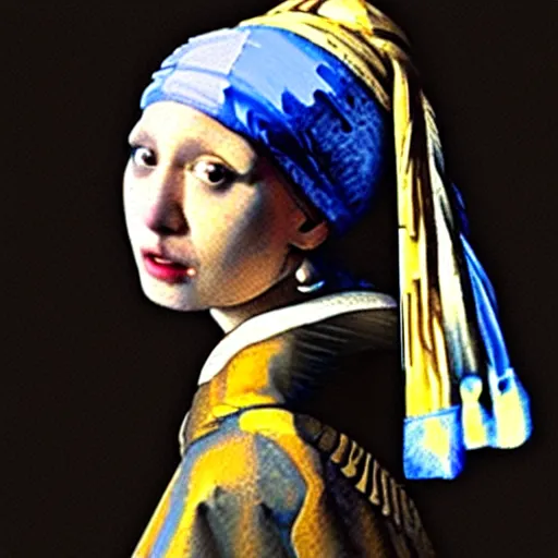 Prompt: girl with a pearl earring with the face of donal trump