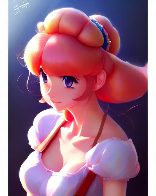 Image similar to princess peach from nintendo, portrait shinkai makoto studio ghibli studio key hideaki anno sakimichan stanley artgerm lau rossdraws james jean marc simonetti elegant highly detailed digital painting artstation pixiv