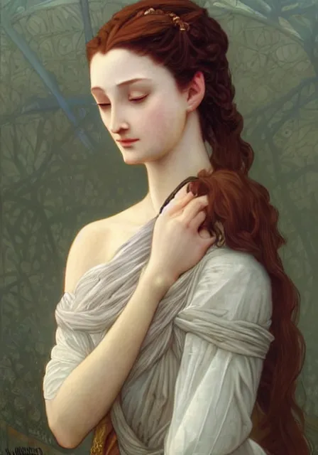 Image similar to sansa long nose, intricate, elegant, highly detailed, digital painting, artstation, concept art, smooth, sharp focus, illustration, art by artgerm and greg rutkowski and alphonse mucha and william - adolphe bouguereau