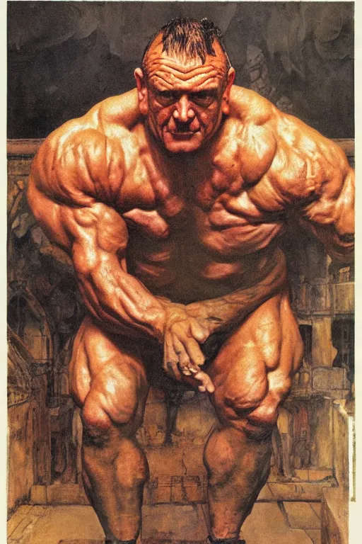 Image similar to upper body and head portrait of huge dorian yates as hulking kingpin wearing tuxedo by lawrence alma tadema and zdzislaw beksinski and norman rockwell and jack kirby and tom lovell and greg staples