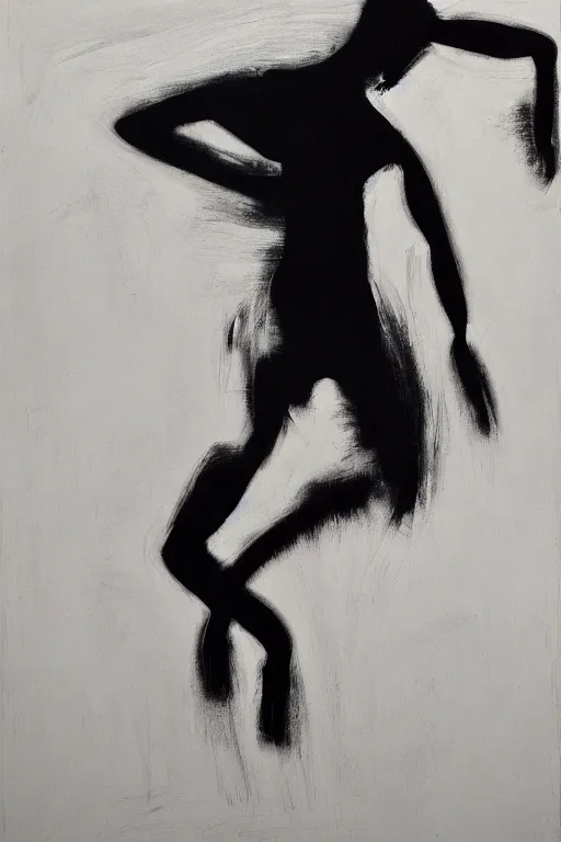 Image similar to minimal thick paint brush strokes of a thin athletic male physique doing pullup, minimalist art, beautiful, flowing brush strokes, matte paint colors, james nares, willem de kooning